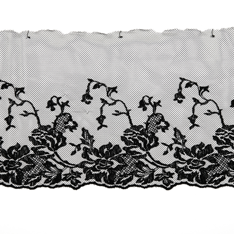 Вышивка на сетке неэластичной HA-40479B (Черный, Стандарт, БП)