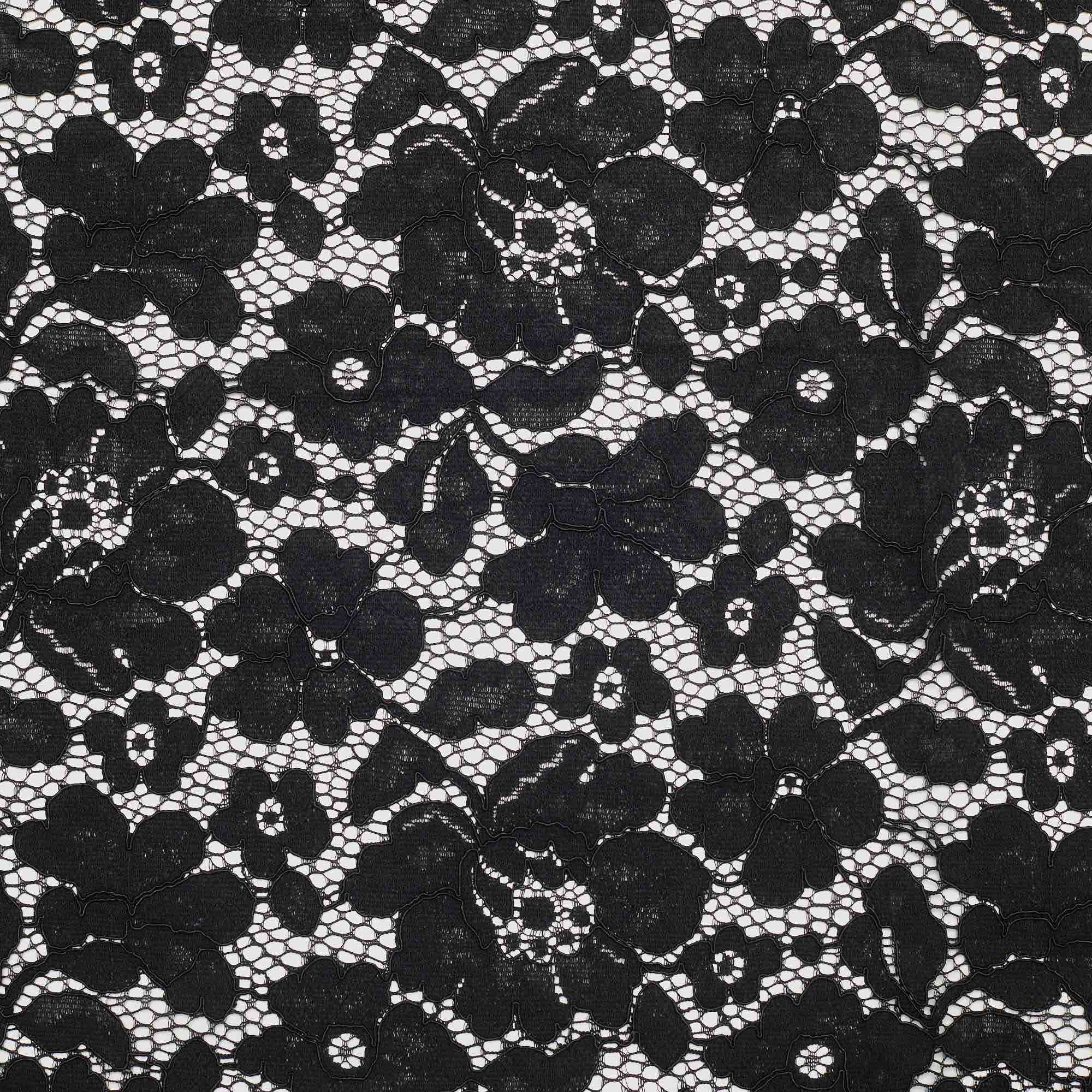 Кружевное неэластичное полотно HWCH-151323L/60 (Черный, Стандарт, БП)