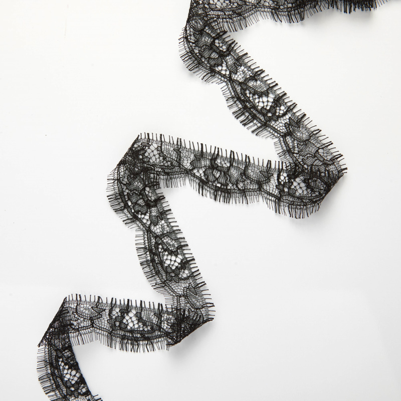 Кружево Неэластичное Узкое (Черный, Стандарт, БП)