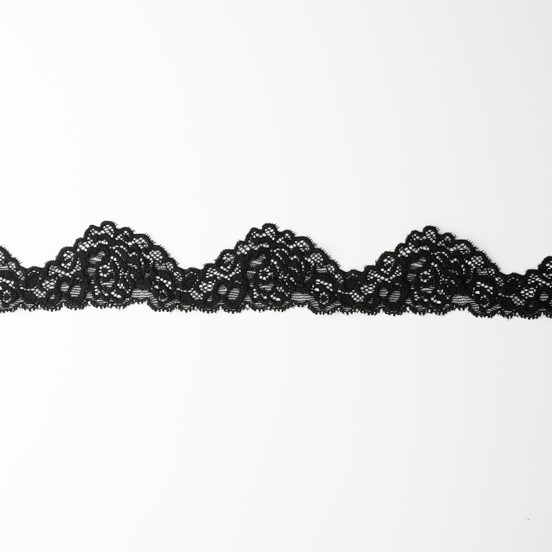 Кружево эластичное узкое 6885 (Черный, Стандарт, БП)