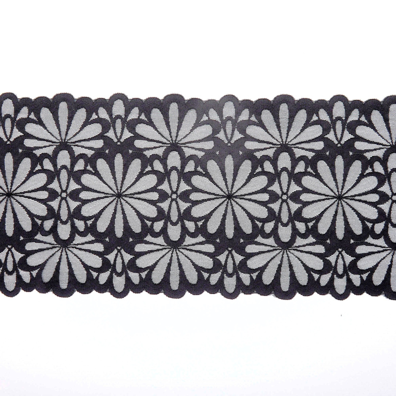 Кружево эластичное H2360M (Черный, Стандарт, 19-4007)