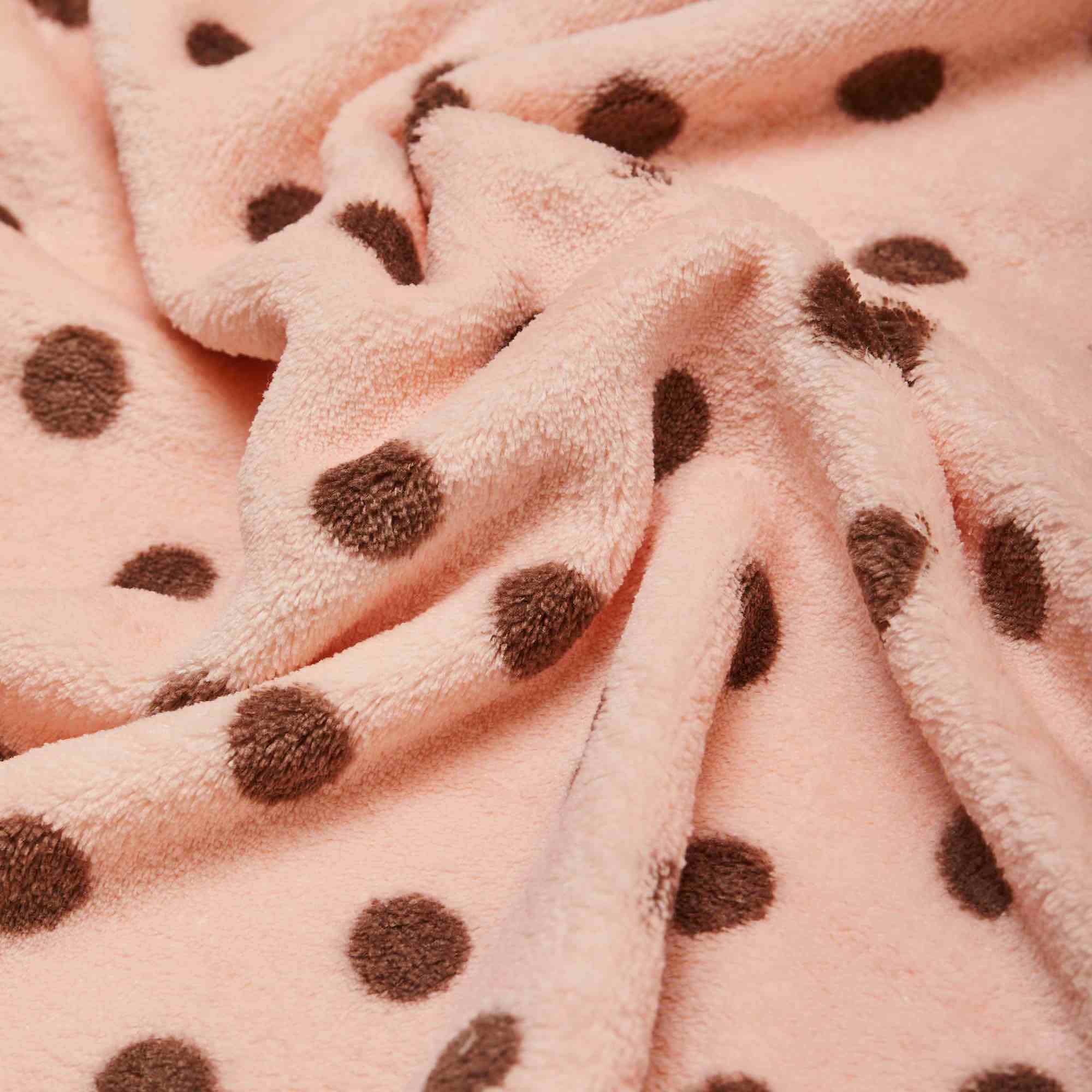 Плюш принт ec447-034p (Персиковый, горох, БП)