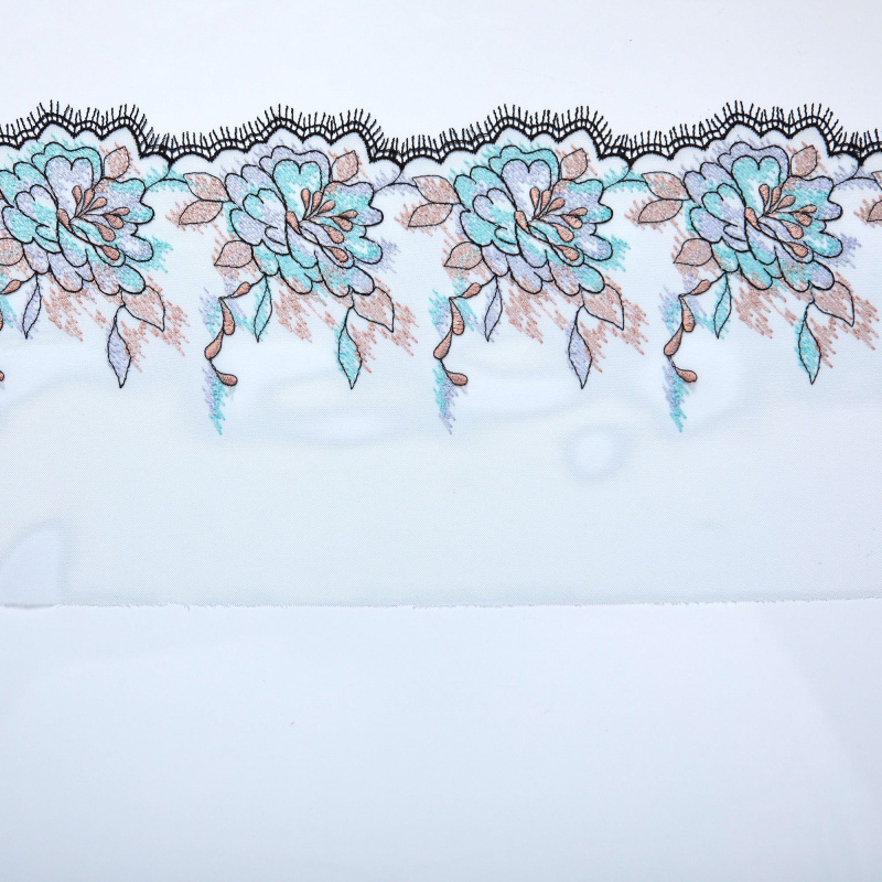 Вышивка на сетке неэластичной ENT01585B (Ментоловый, 031, БП)