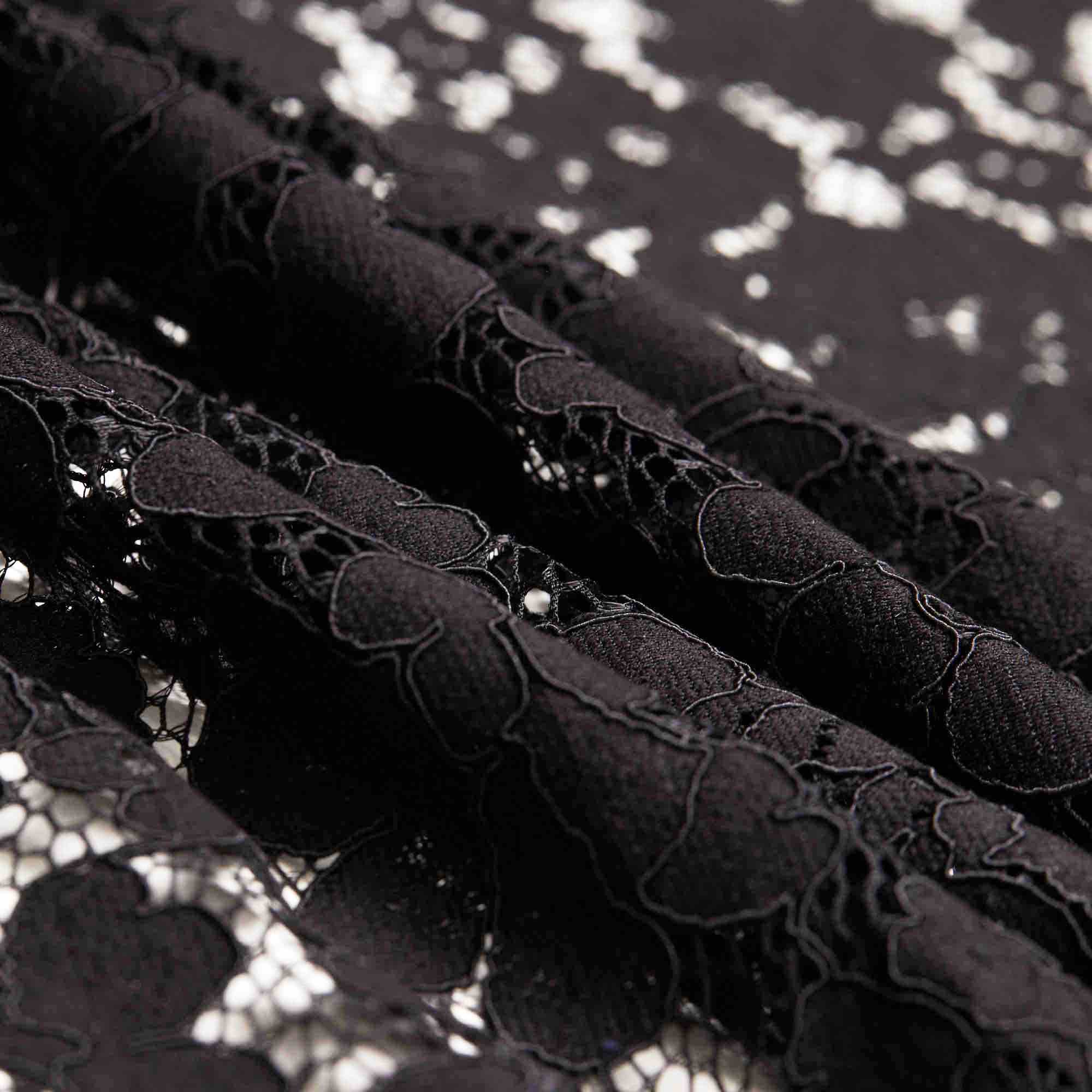 Кружевное неэластичное полотно HWCH-151323L/60 (Черный, Стандарт, БП)