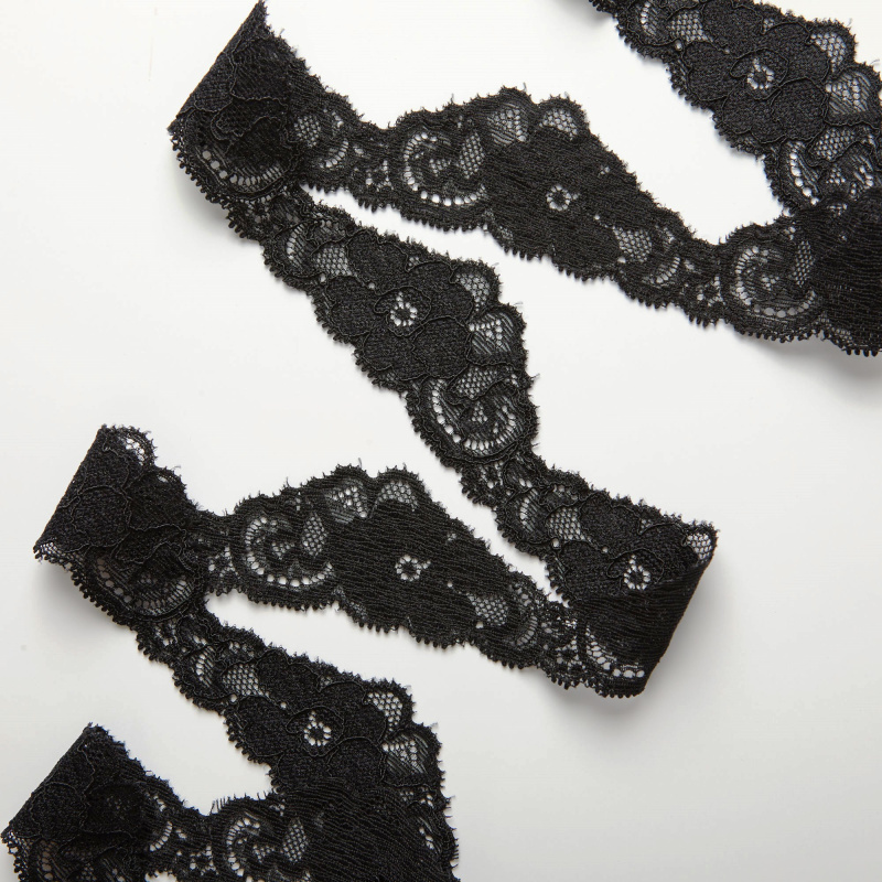 Кружево эластичное узкое D69282BD-1 (Черный, Стандарт, БП)