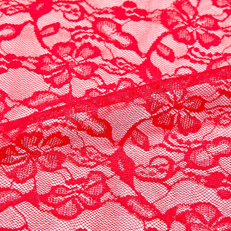 Кружевное Эластичное Полотно L02116D (Красный, S150527083, 18-1763)