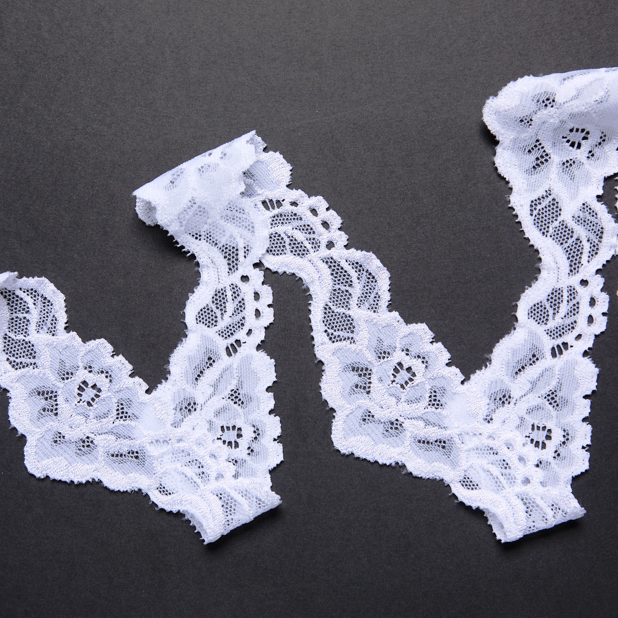 Кружево эластичное узкое 59274B-1 (Белый, Стандарт, БП)