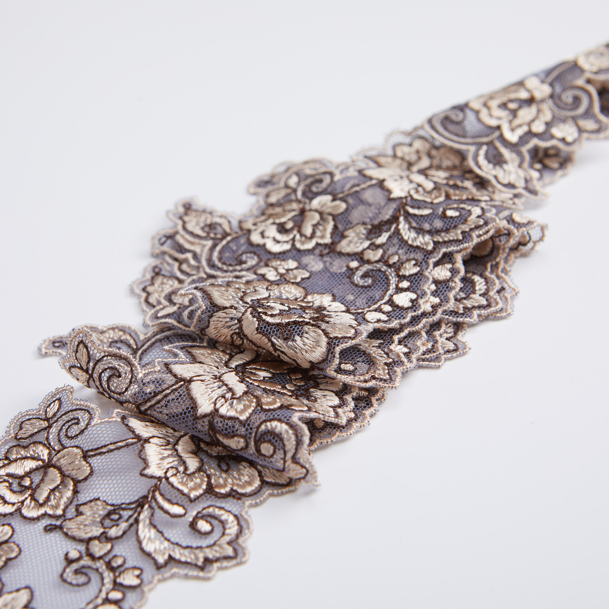 Вышивка На Сетке Неэластичной Узкая LCR33031 (Бежевый, 3BR, БП)