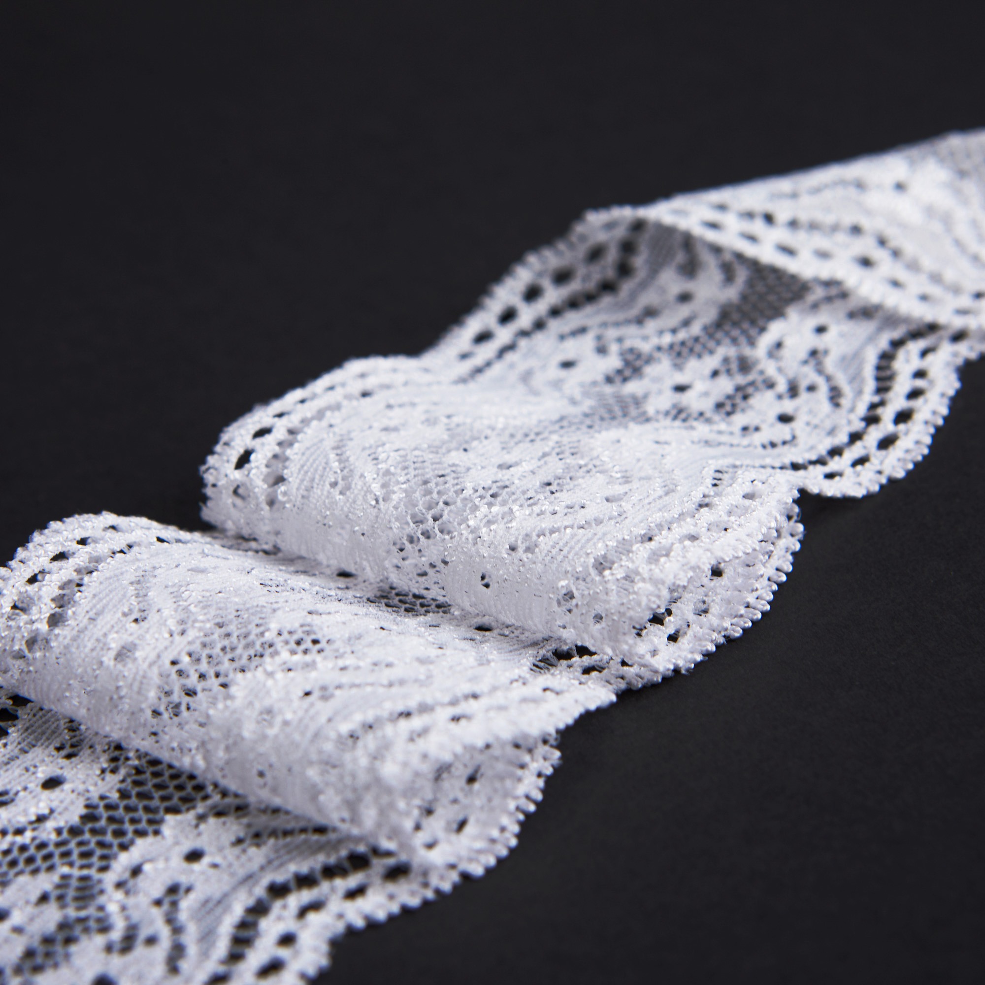 Кружево эластичное узкое D69161B (Белый, 11-0601 TC, БП)