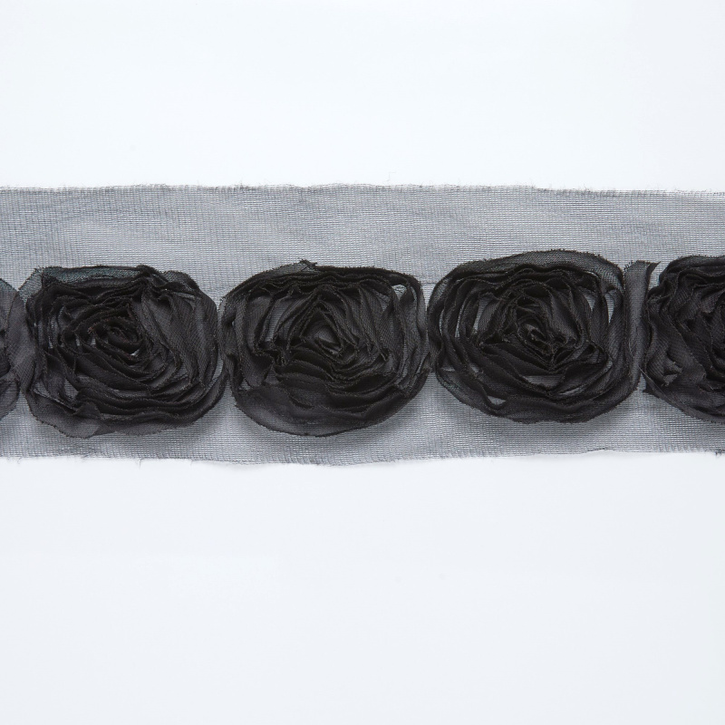 Вышивка на сетке неэластичной 1657b (Черный, Стандарт, БП)