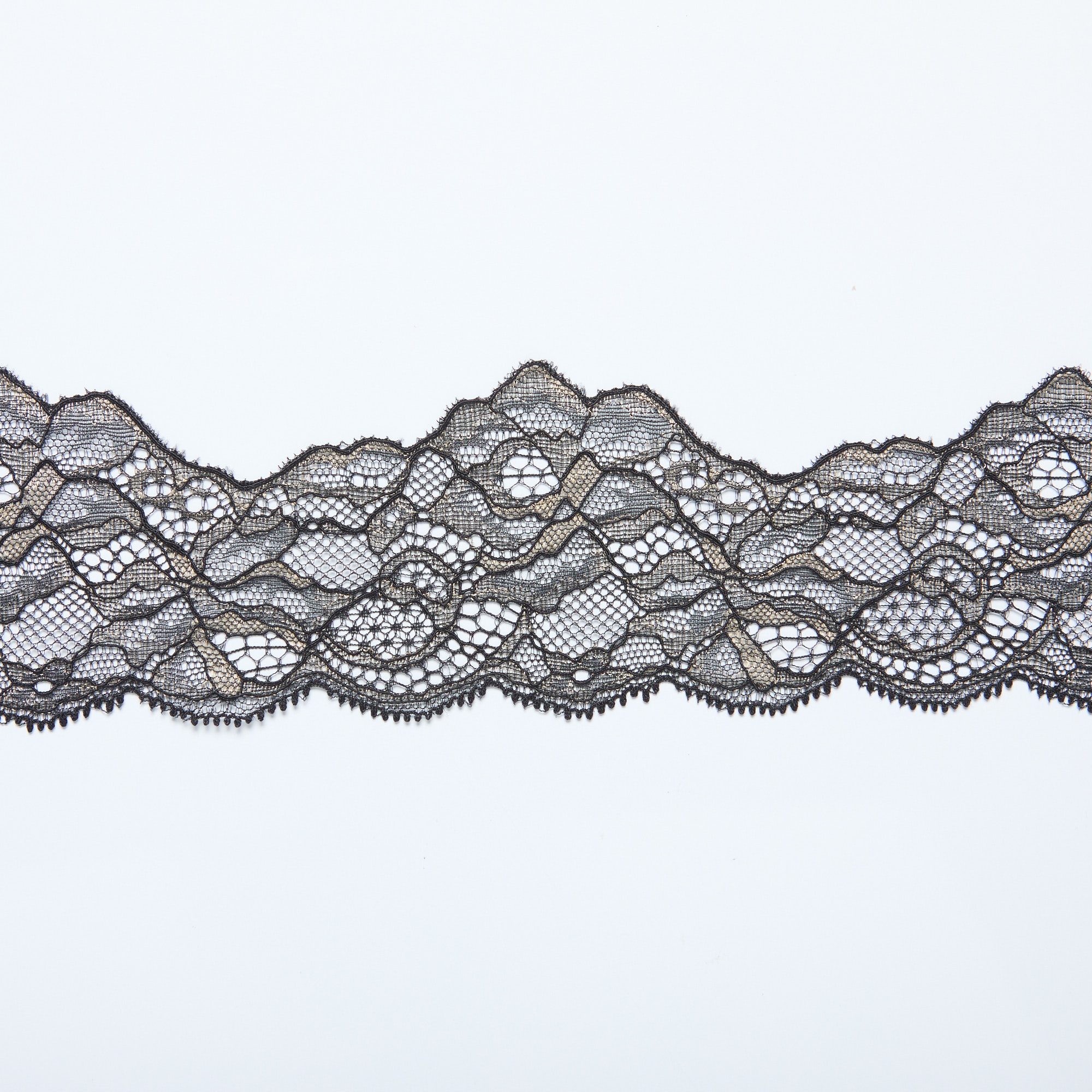 Кружево Эластичное Узкое 9764RDH (Черный, 6C2351B, БП)