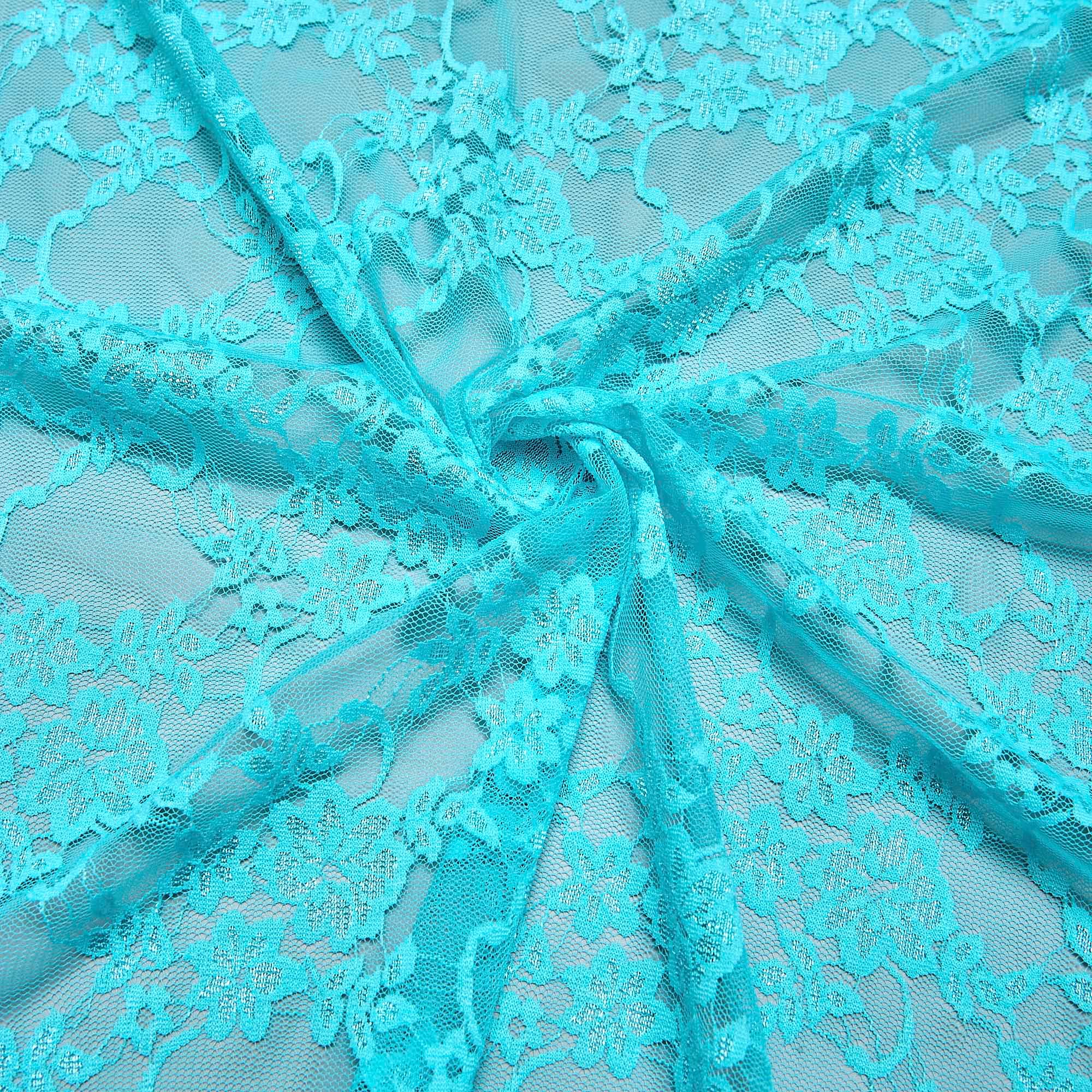 Кружевное Эластичное Полотно L042020D (Бирюзовый, Q150422150, БП)