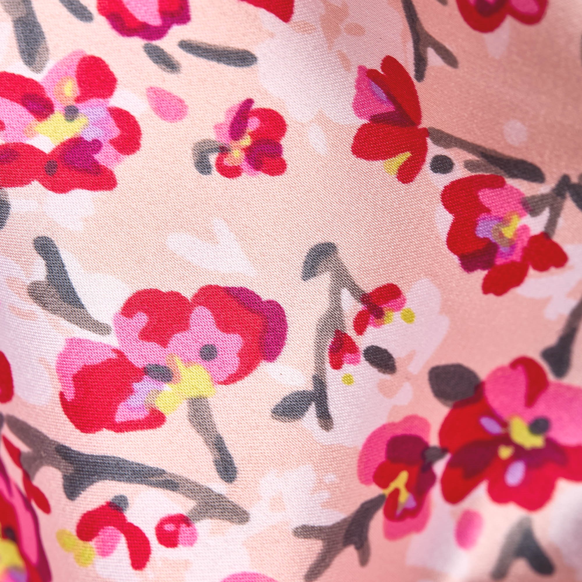 Сатин Эластичный Принт W20-13B P (Персиковый, clovers, БП)