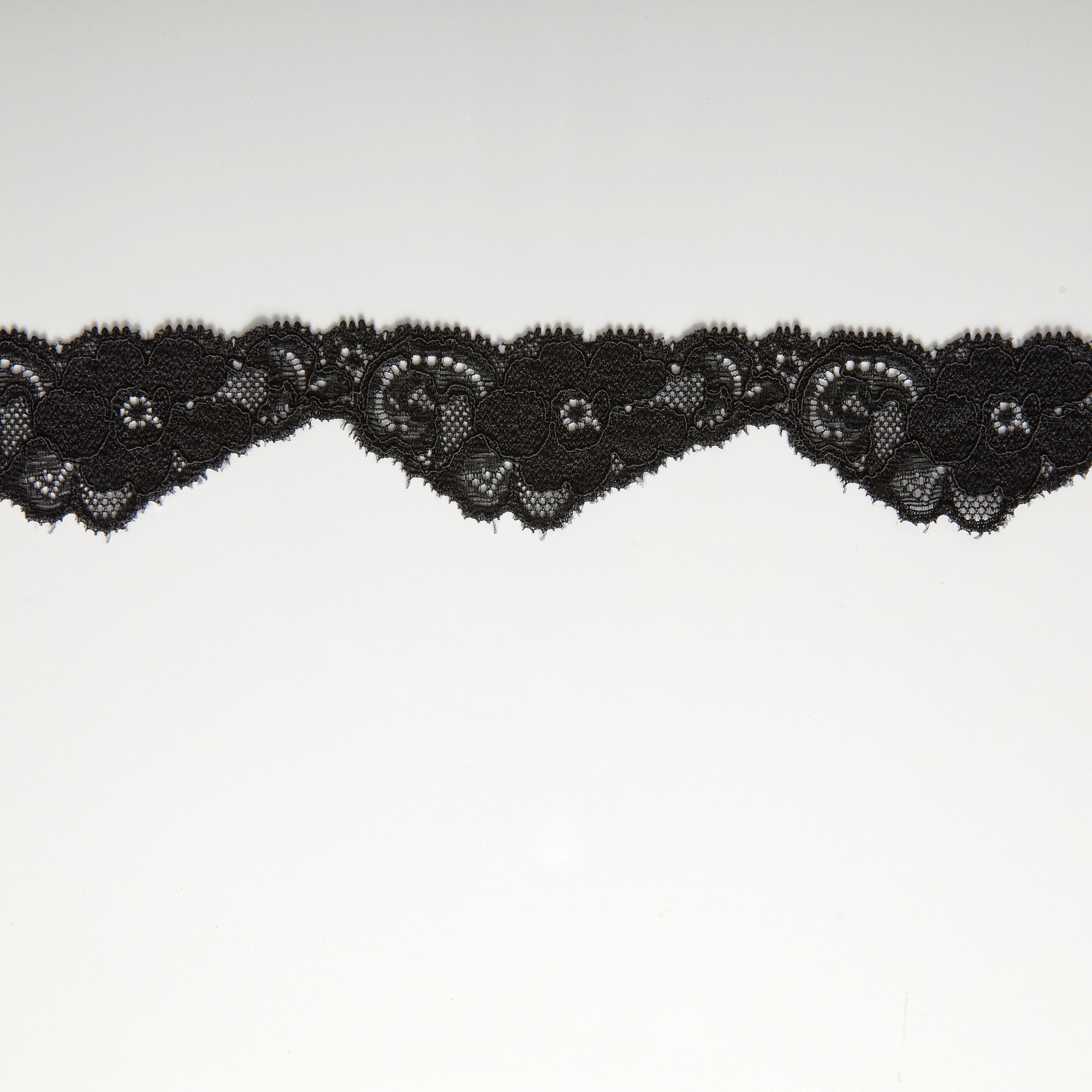 Кружево эластичное узкое D69282BD-1 (Черный, Стандарт, БП)