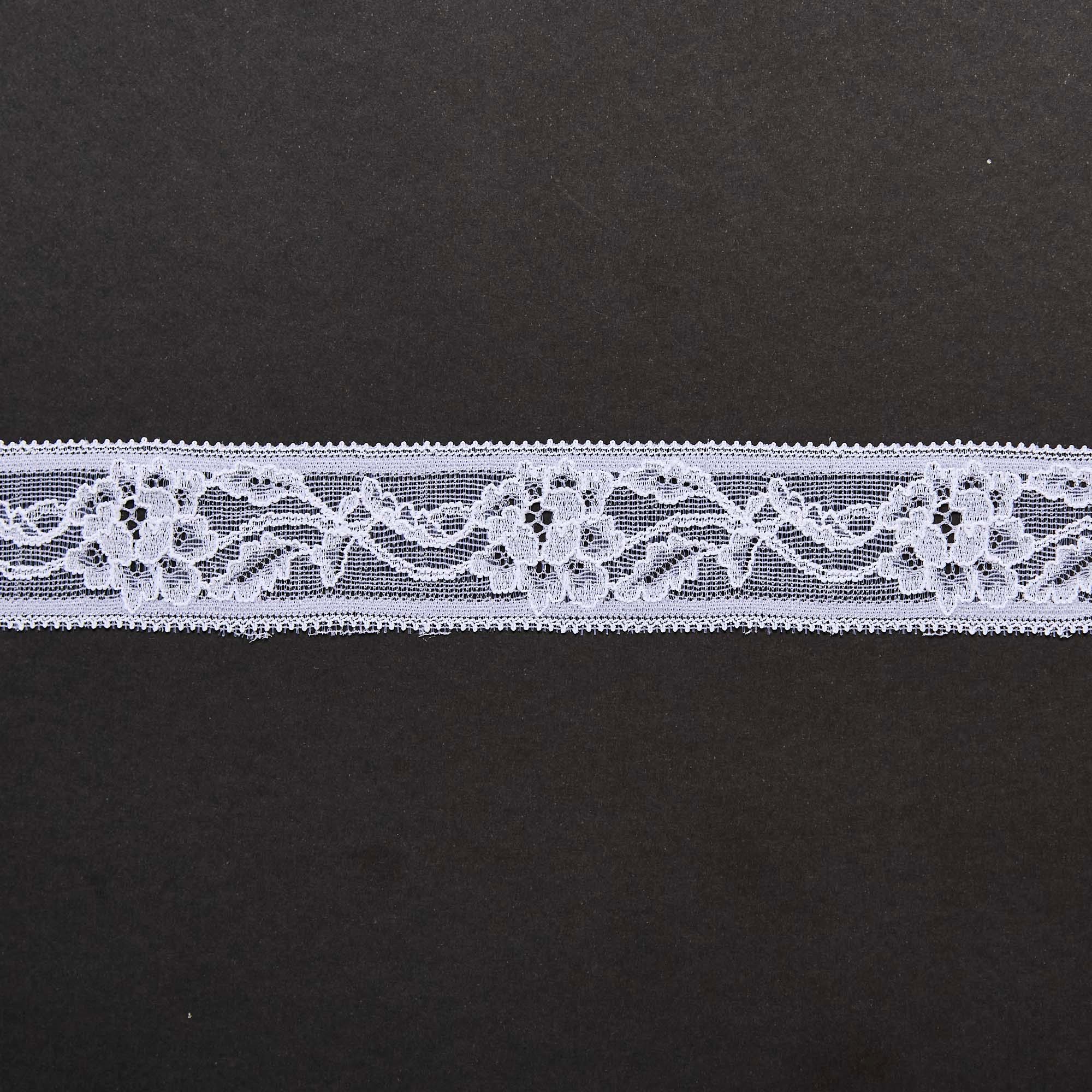 Кружево Эластичное Узкое HY312A-F (Белый, Стандарт, БП)