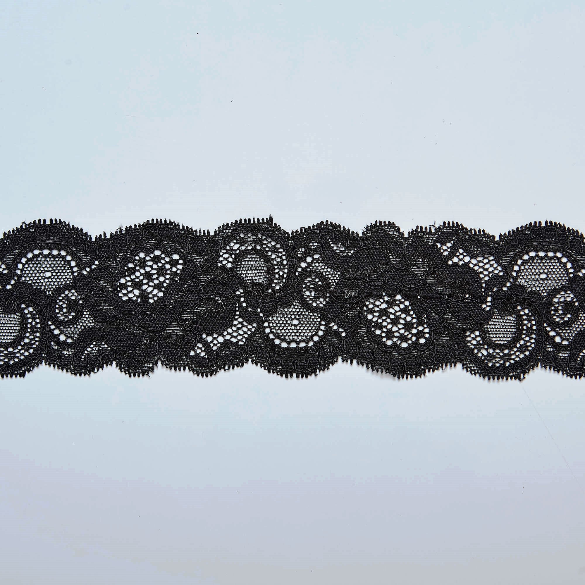 Кружево Эластичное Узкое 606060 (Черный, Стандарт, БП)