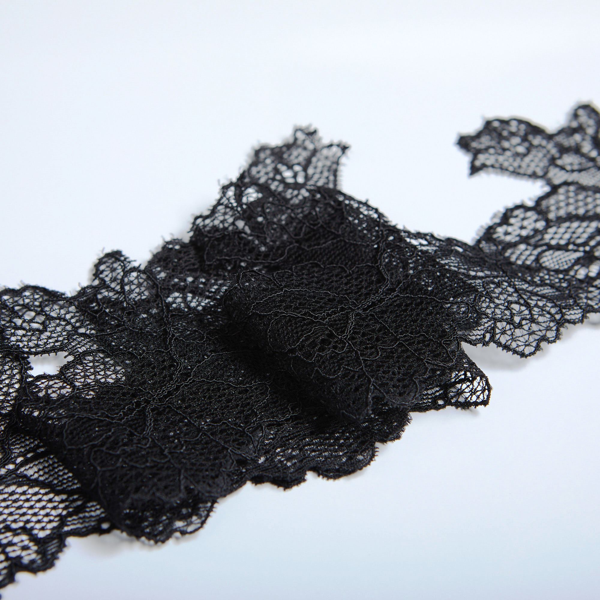 Кружево Эластичное Узкое PP002A (Черный, Стандарт, БП)