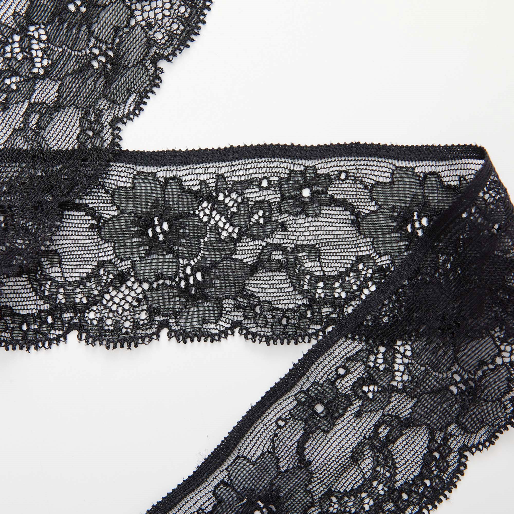 Кружево эластичное узкое VP285A (Черный, W141(A), БП)