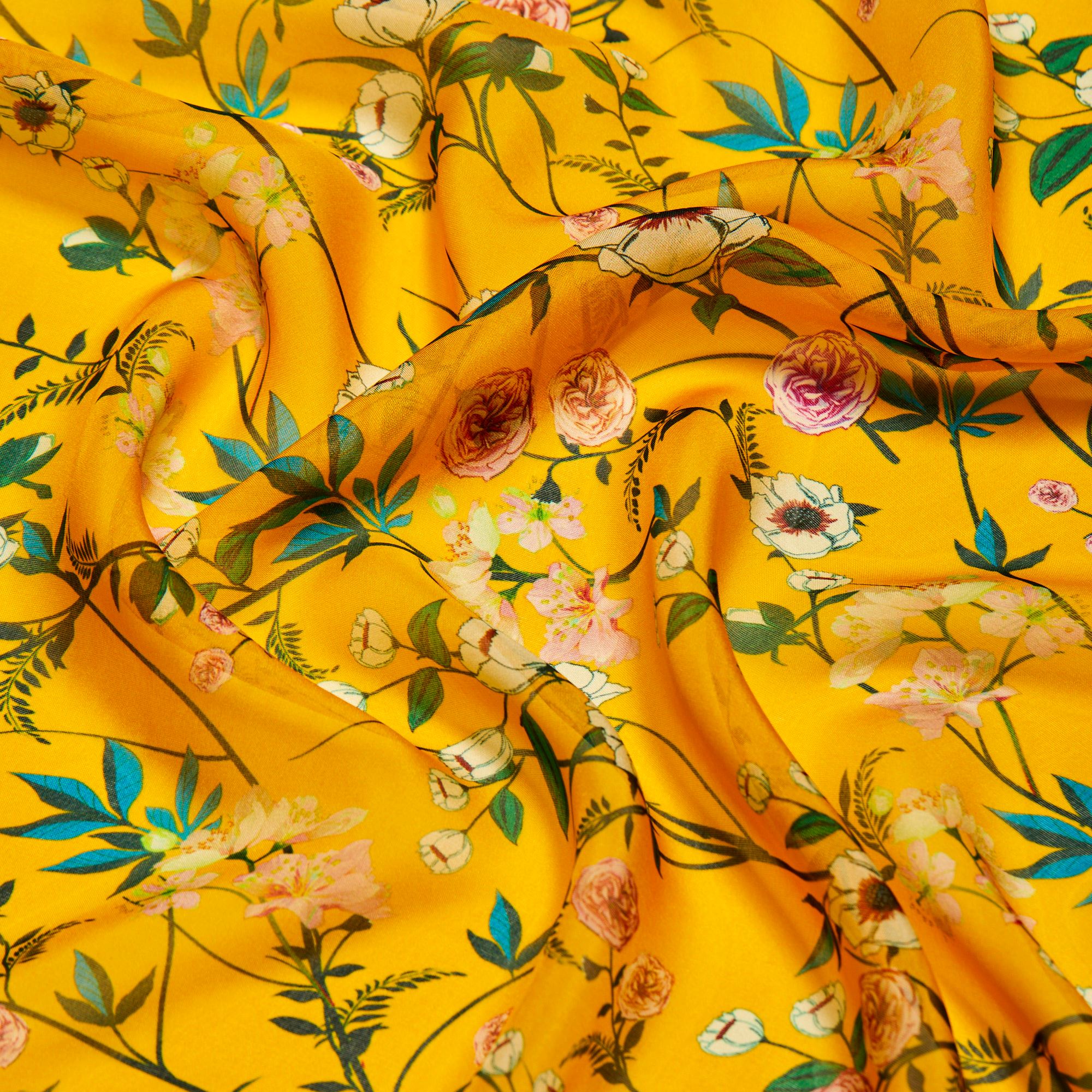 Шелк принт wh10146-8a (Желтый, YELLOW FLORA, БП)