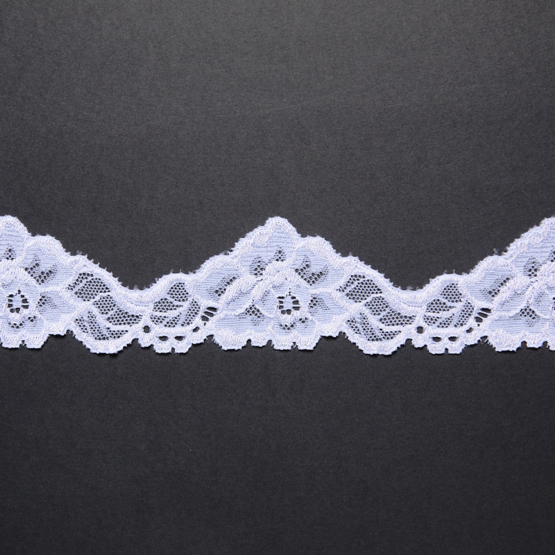 Кружево эластичное узкое 59274B-1 (Белый, Стандарт, БП)