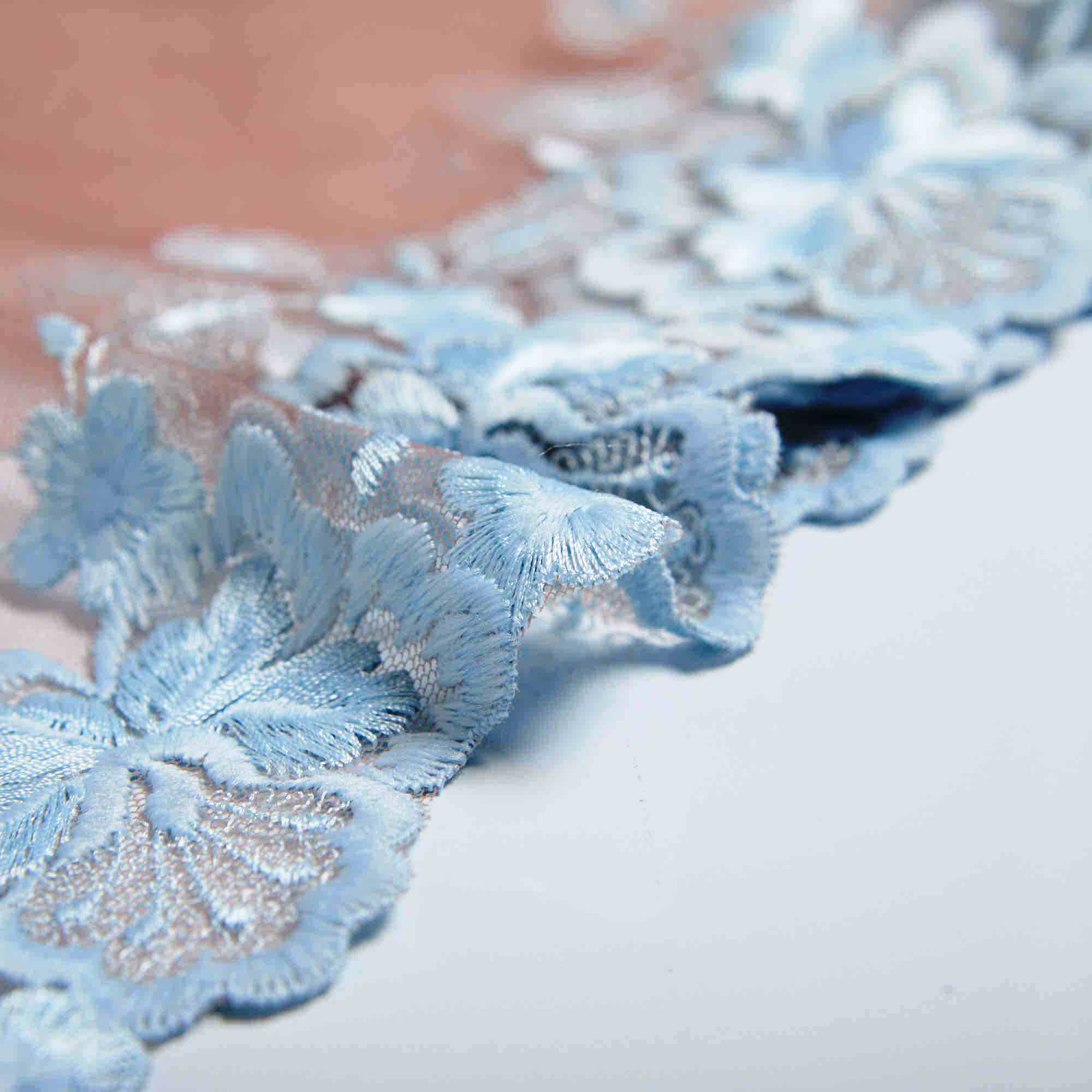 Вышивка на сетке неэластичной HA-50168 (Голубой, BU/BG, БП)