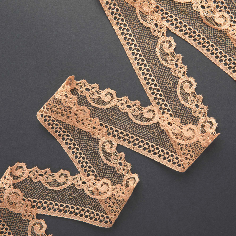 Кружево неэластичное узкое 200088 (Бежевый, 17-1230 TC, БП)