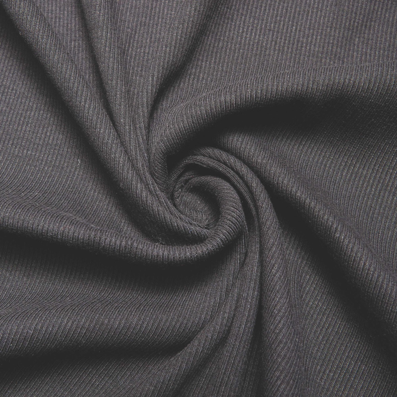 Хлопок трикотажный ребристый 18774 (Черный, Стандарт, БП)
