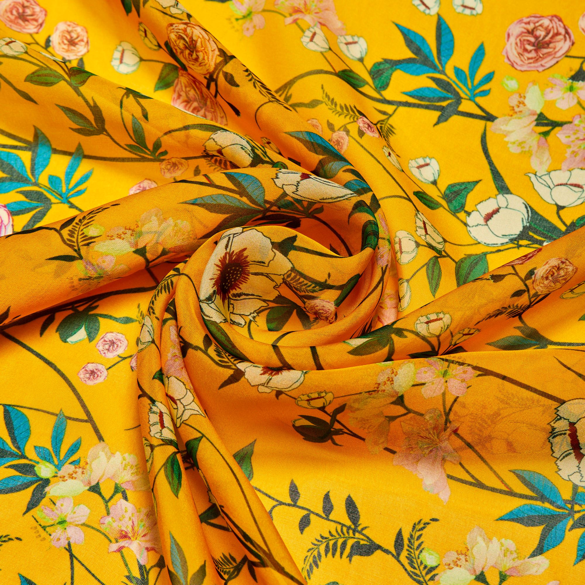 Шелк принт wh10146-8a (Желтый, YELLOW FLORA, БП)