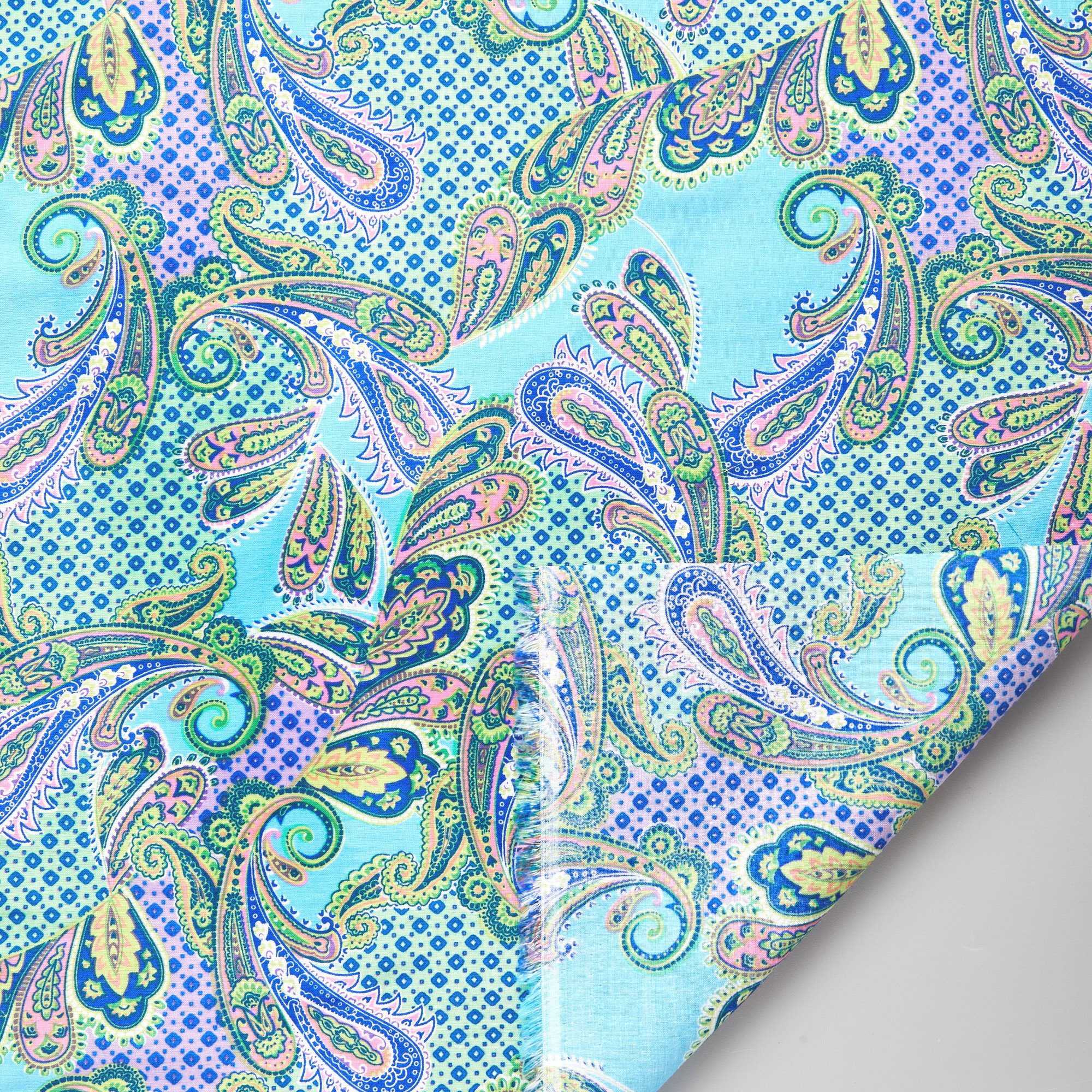 Хлопок тканый принт 12442 (Голубой, Paradise dancer, БП)