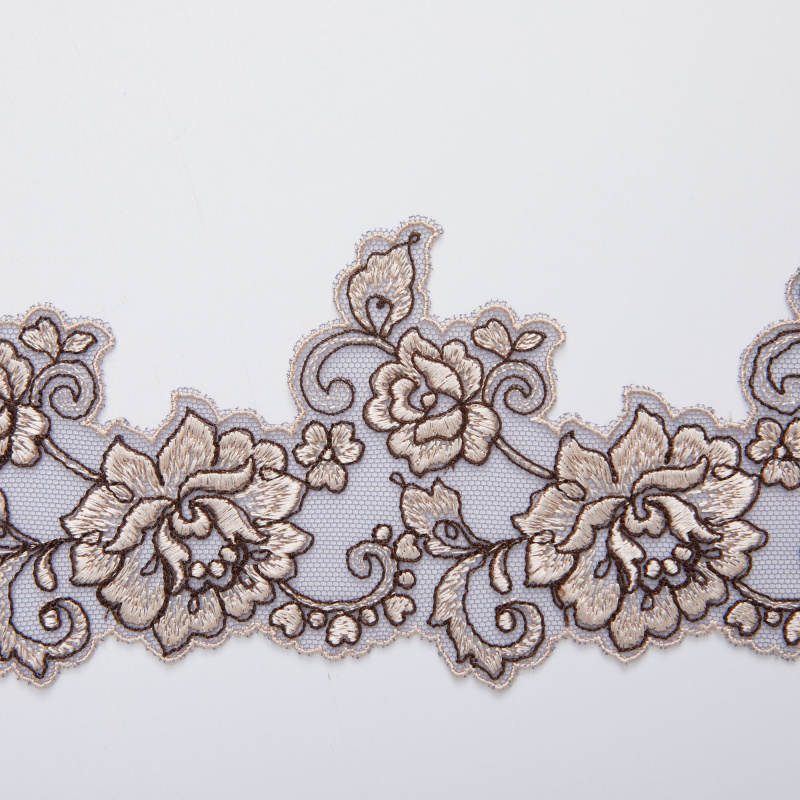 Вышивка На Сетке Неэластичной Узкая LCR33031 (Бежевый, 3BR, БП)