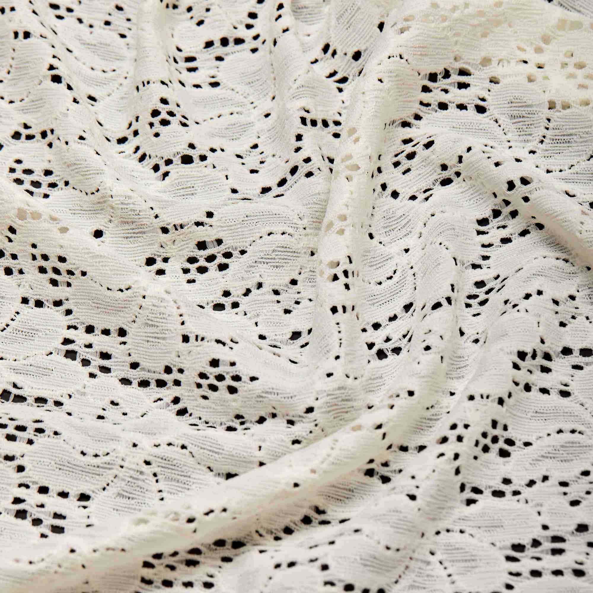 Кружевное эластичное полотно 227-STR10-200 (Айвори, Стандарт, БП)