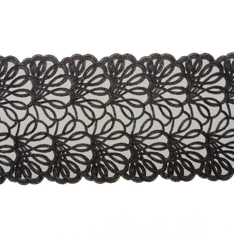 Вышивка на сетке неэластичной XNT02455A (Черный, 033, БП)