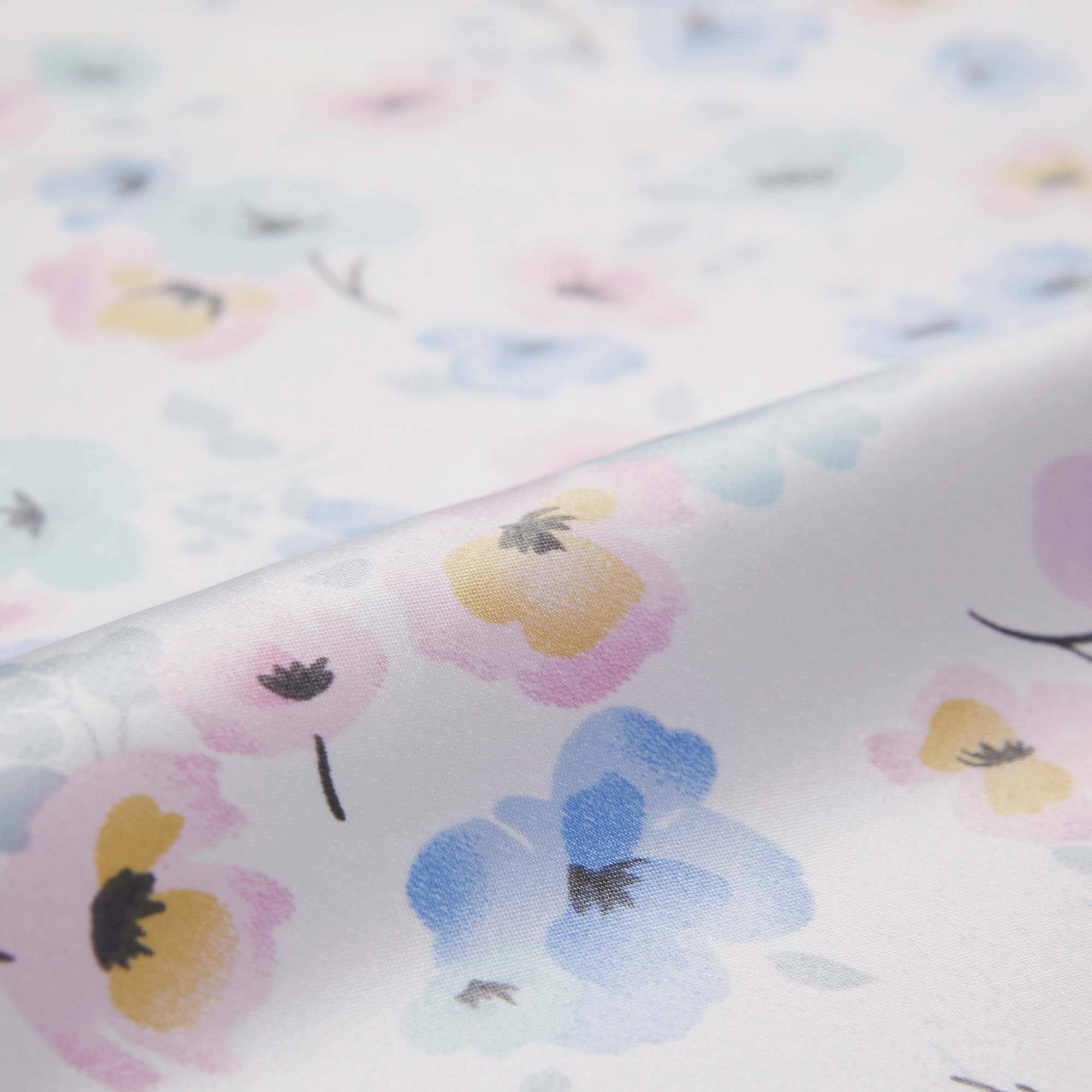 Сатин Эластичный Принт W20-13B P (Белый, forget-me-not, БП)