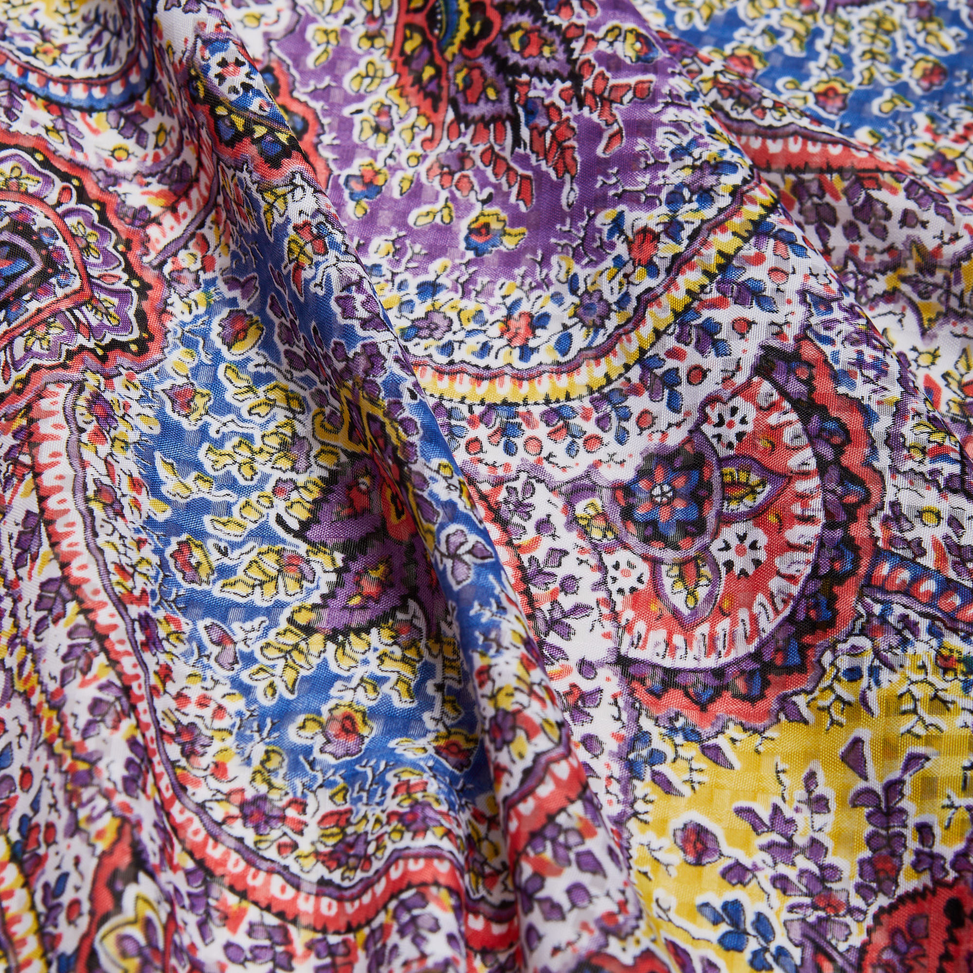 Тканое полотно синтетическое принт LWP11069 (Фиолетовый, Flower Wave, БП)