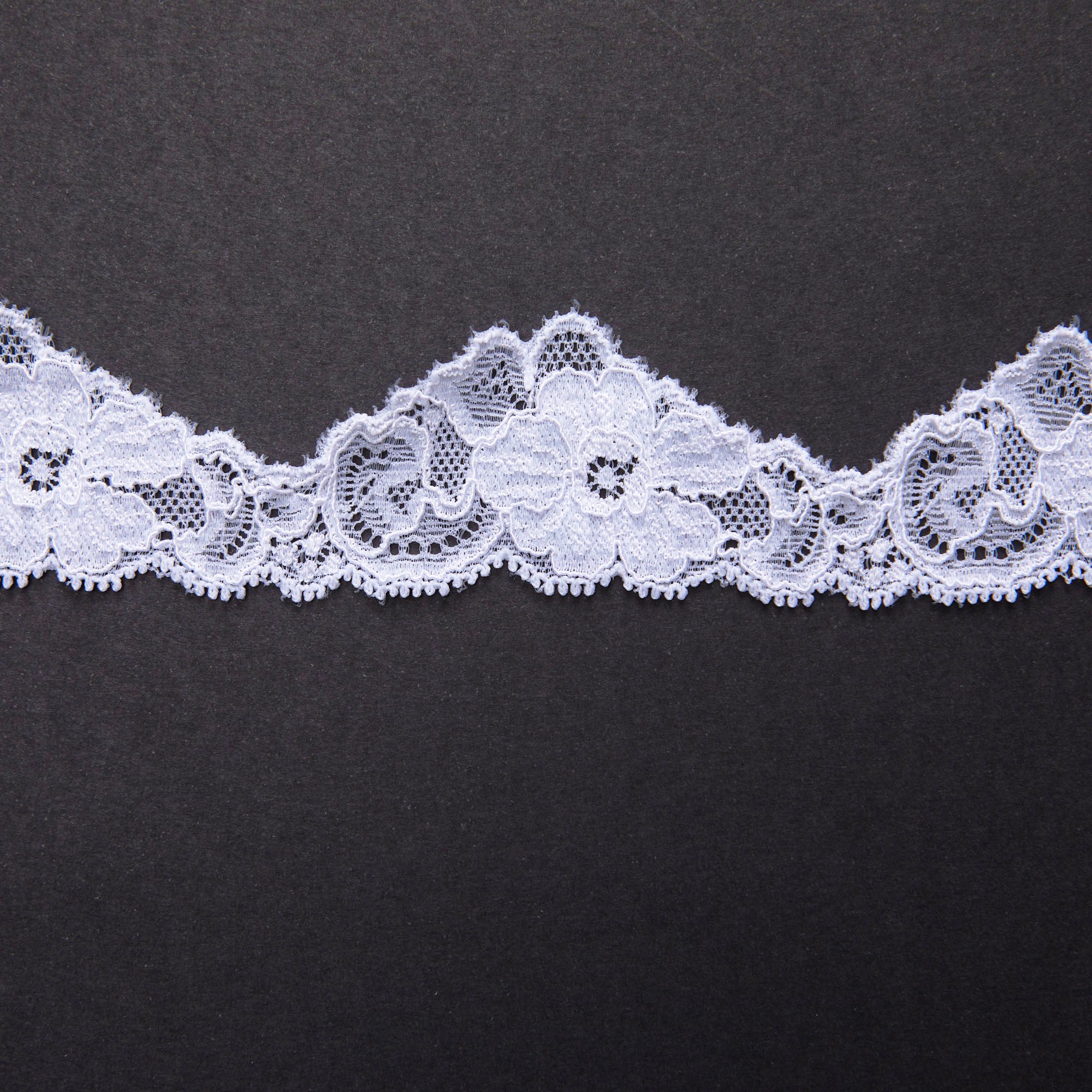 Кружево эластичное узкое D69282BD-1 (Белый, Стандарт, БП)