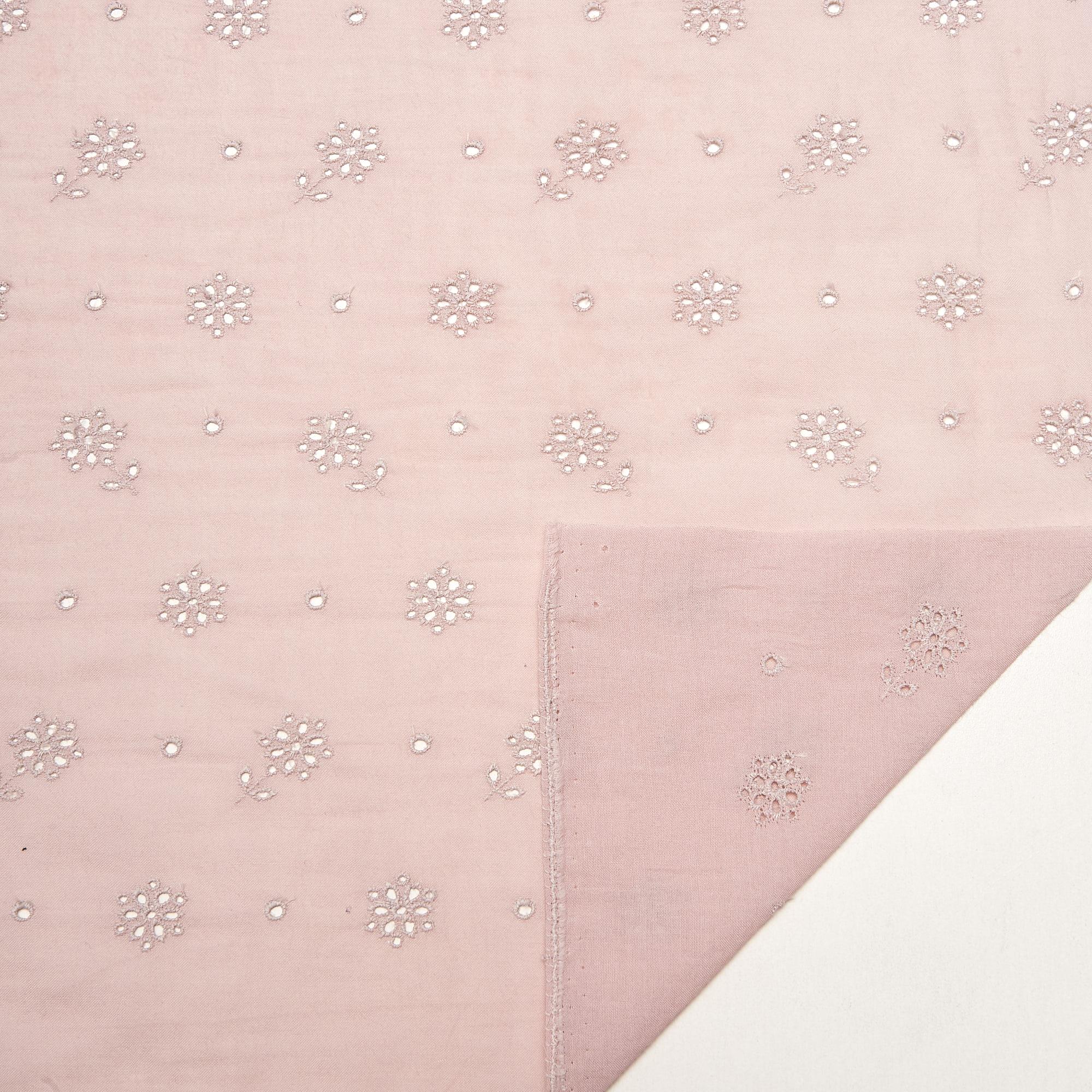 Хлопок тканый с вышивкой ENA00249A (Розовый, 032, БП)