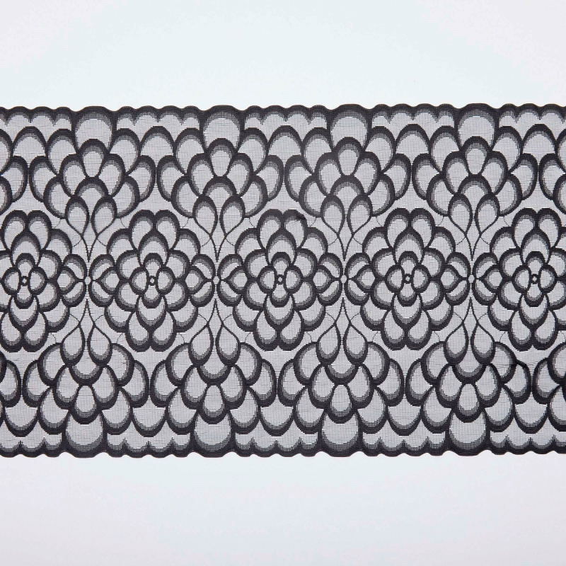 Кружево эластичное 66063new (Черный, стандарт, 19-4007)