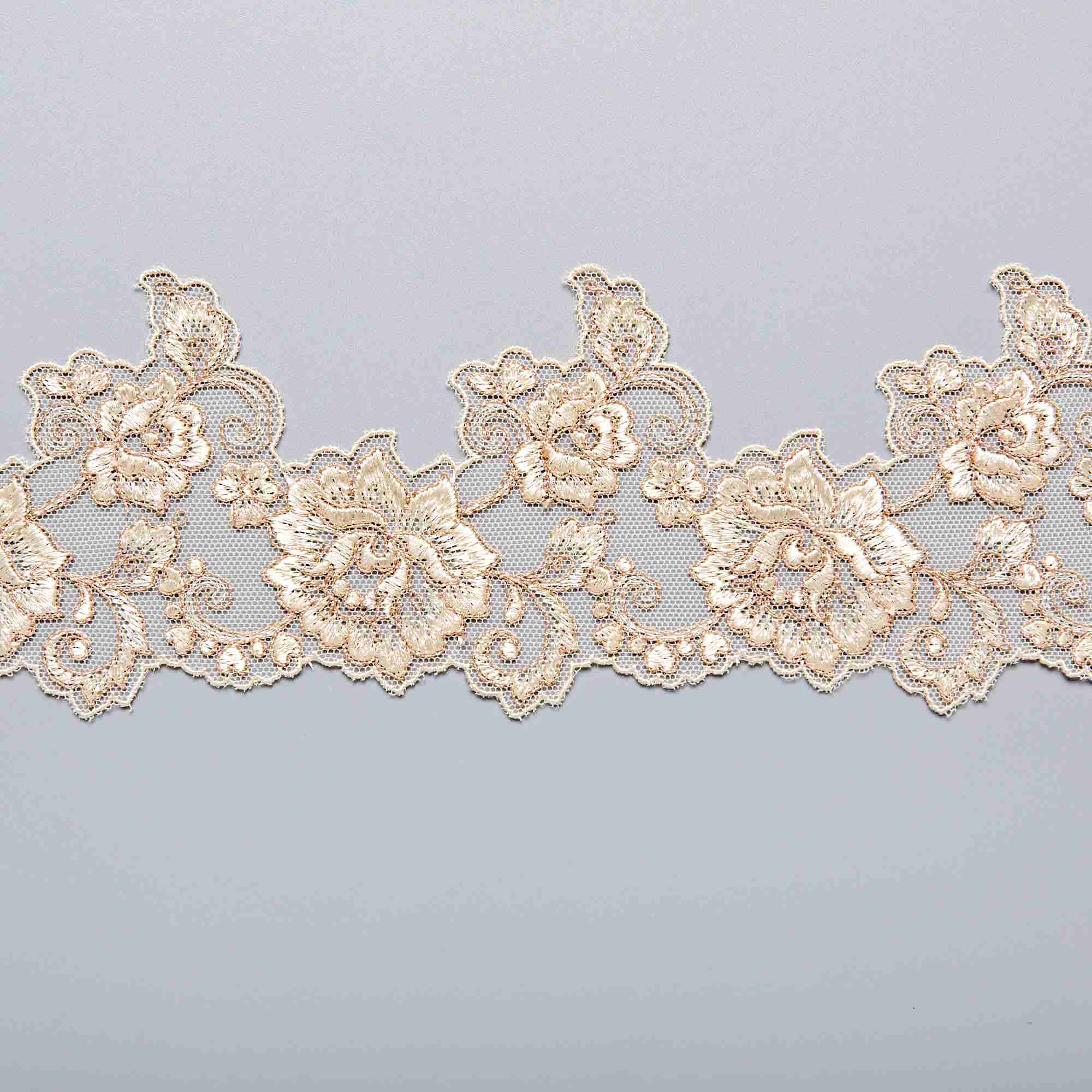 Вышивка На Сетке Неэластичной Узкая LCR33031 (Бежевый, 2BR, БП)