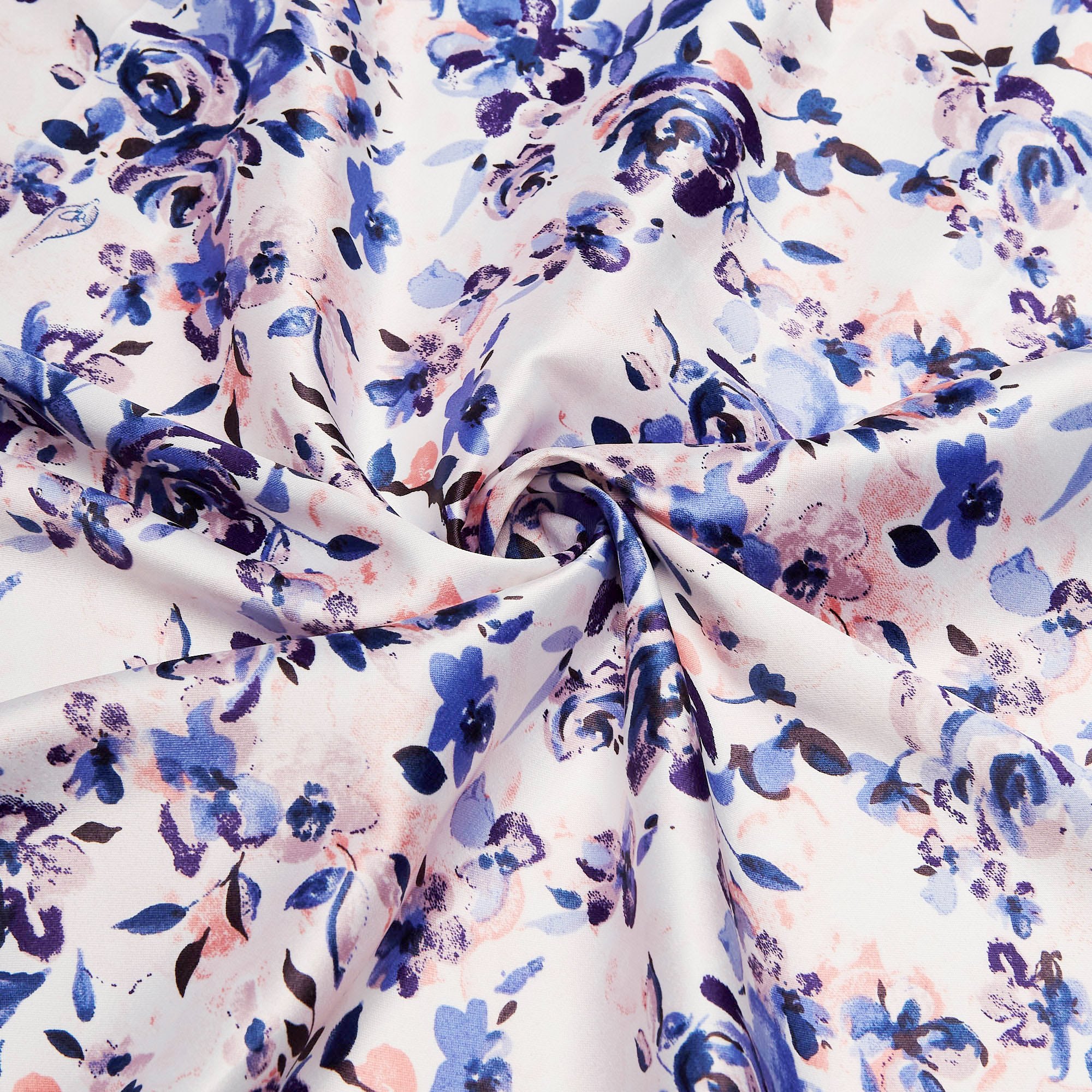 Сатин Эластичный Принт W20-13B P (Белый, ZW15-005, БП)