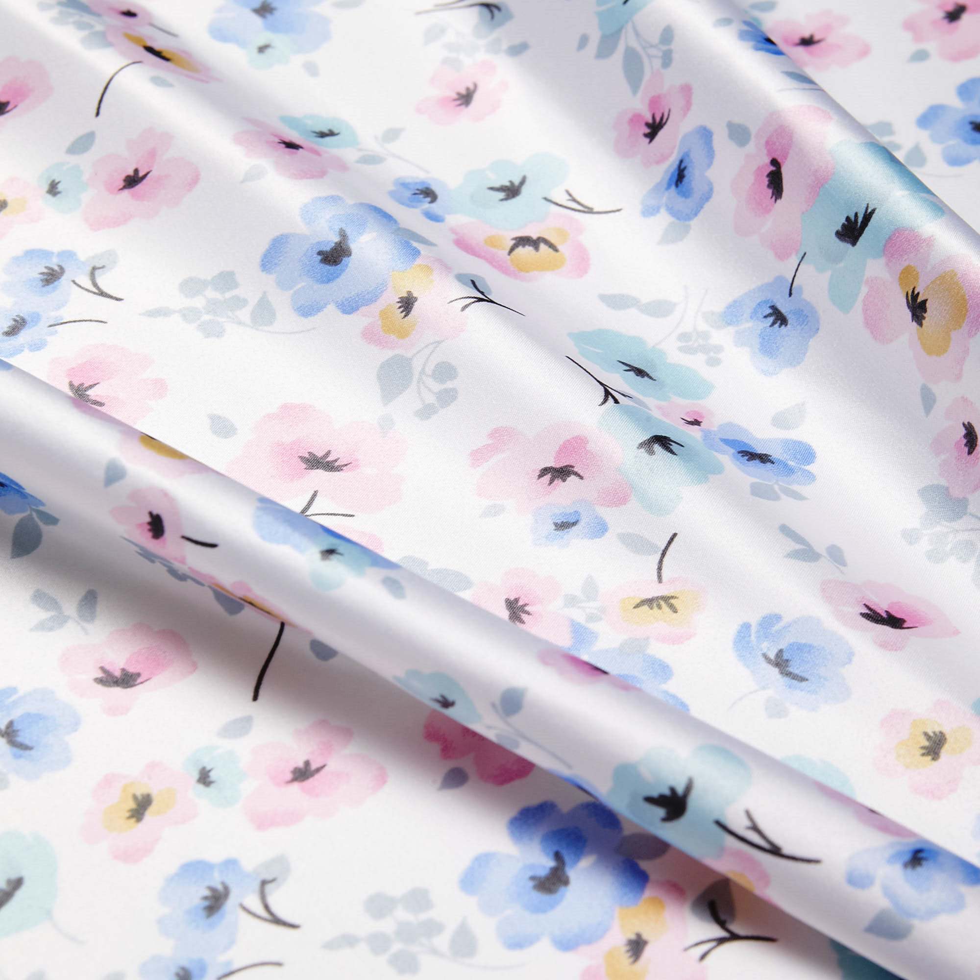 Сатин Эластичный Принт W20-13B P (Белый, forget-me-not, БП)