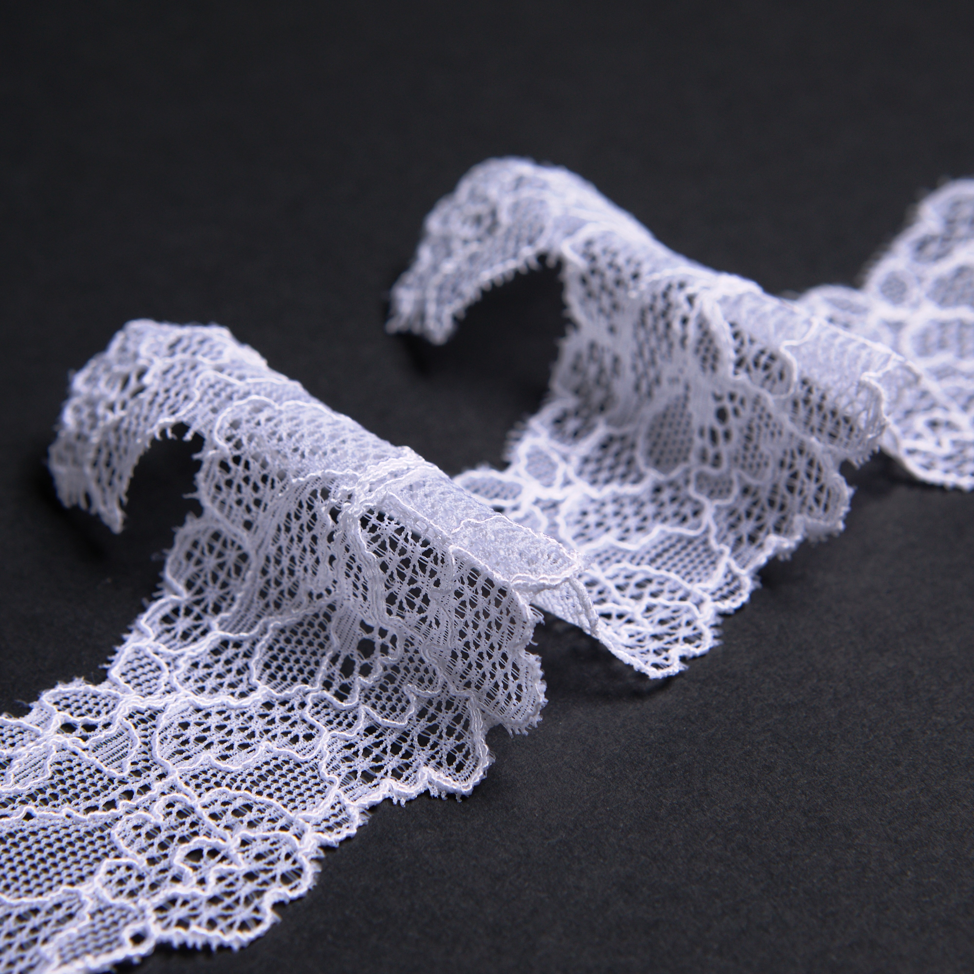 Кружево Эластичное Узкое PP002A (Белый, Стандарт, БП)