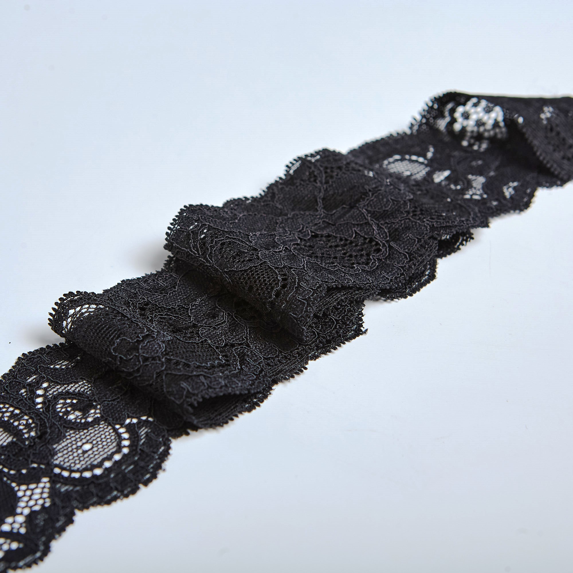 Кружево Эластичное Узкое 606060 (Черный, Стандарт, БП)