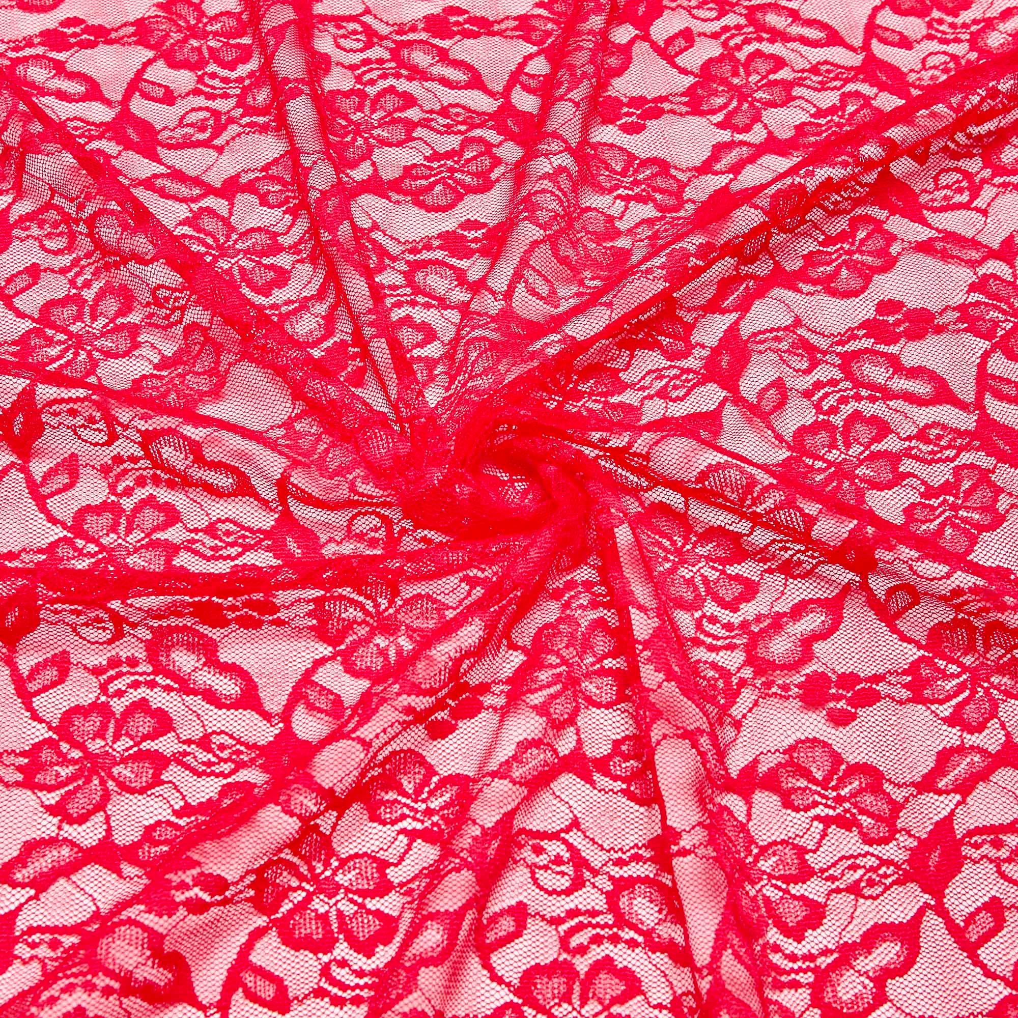 Кружевное Эластичное Полотно L02116D (Красный, S150527083, 18-1763)