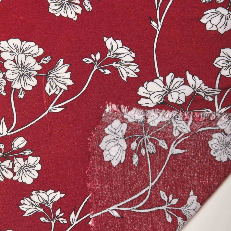 Вискоза тканая принт RM003p (Бордовый, 2b17-14122 wine, БП)