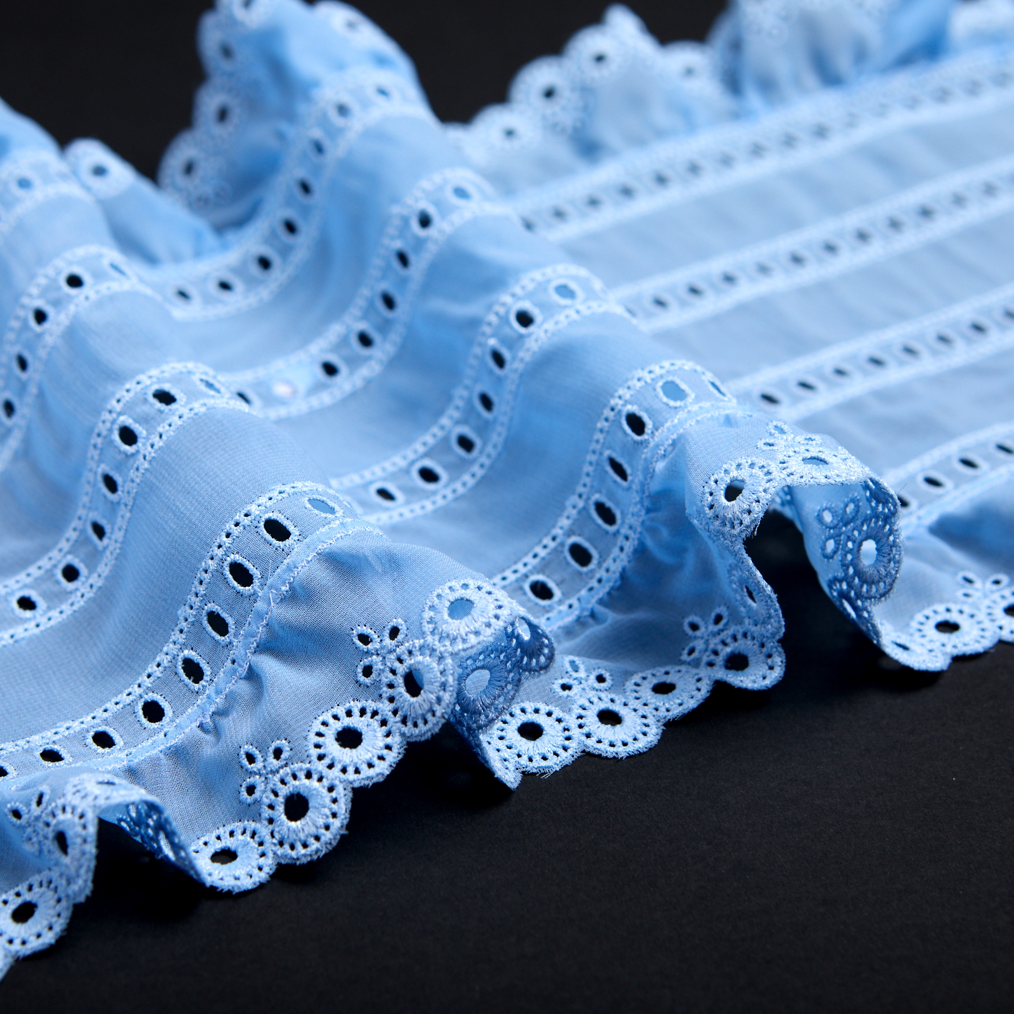 Органза с вышивкой f00412 (Голубой, K78833, БП)