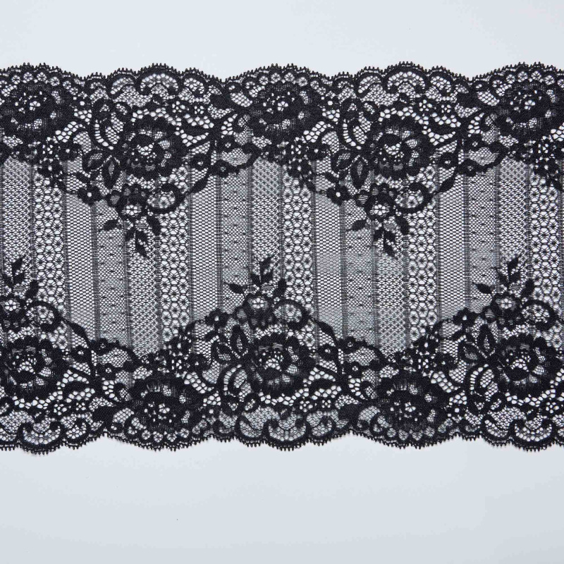 Кружево Эластичное HS545A (Черный, Стандарт, БП)