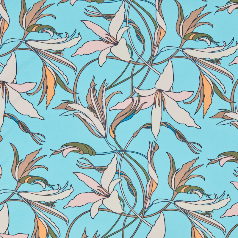 Микрофибра принт stt163fp (Голубой, Lilies/Blue, БП)