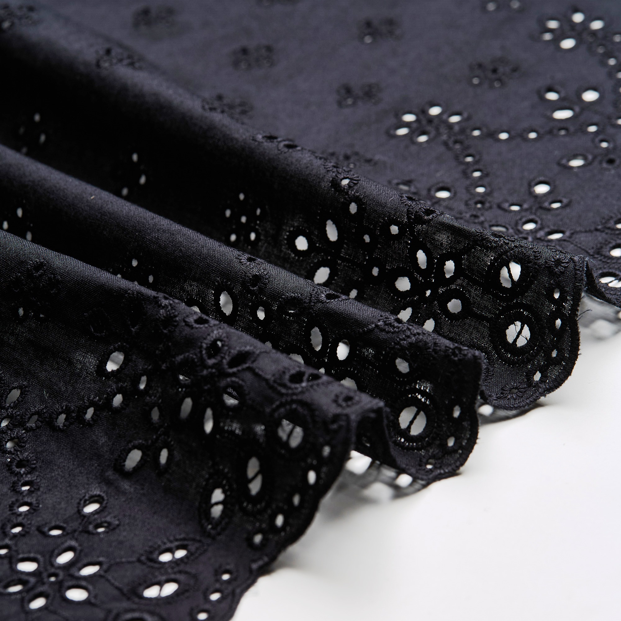 Хлопок тканый с вышивкой 12946 (Черный, Стандарт, БП)