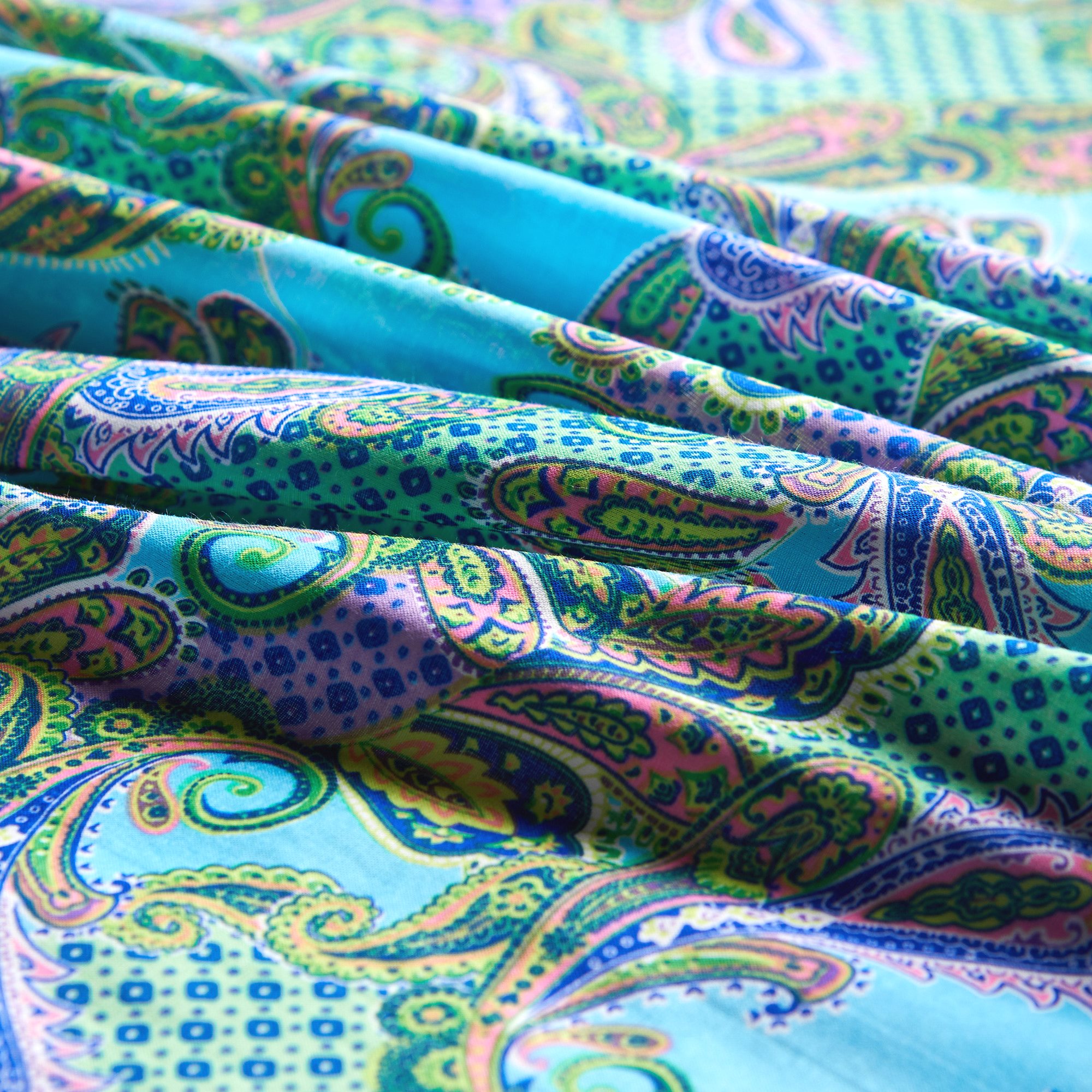 Хлопок тканый принт 12442 (Голубой, Paradise dancer, БП)