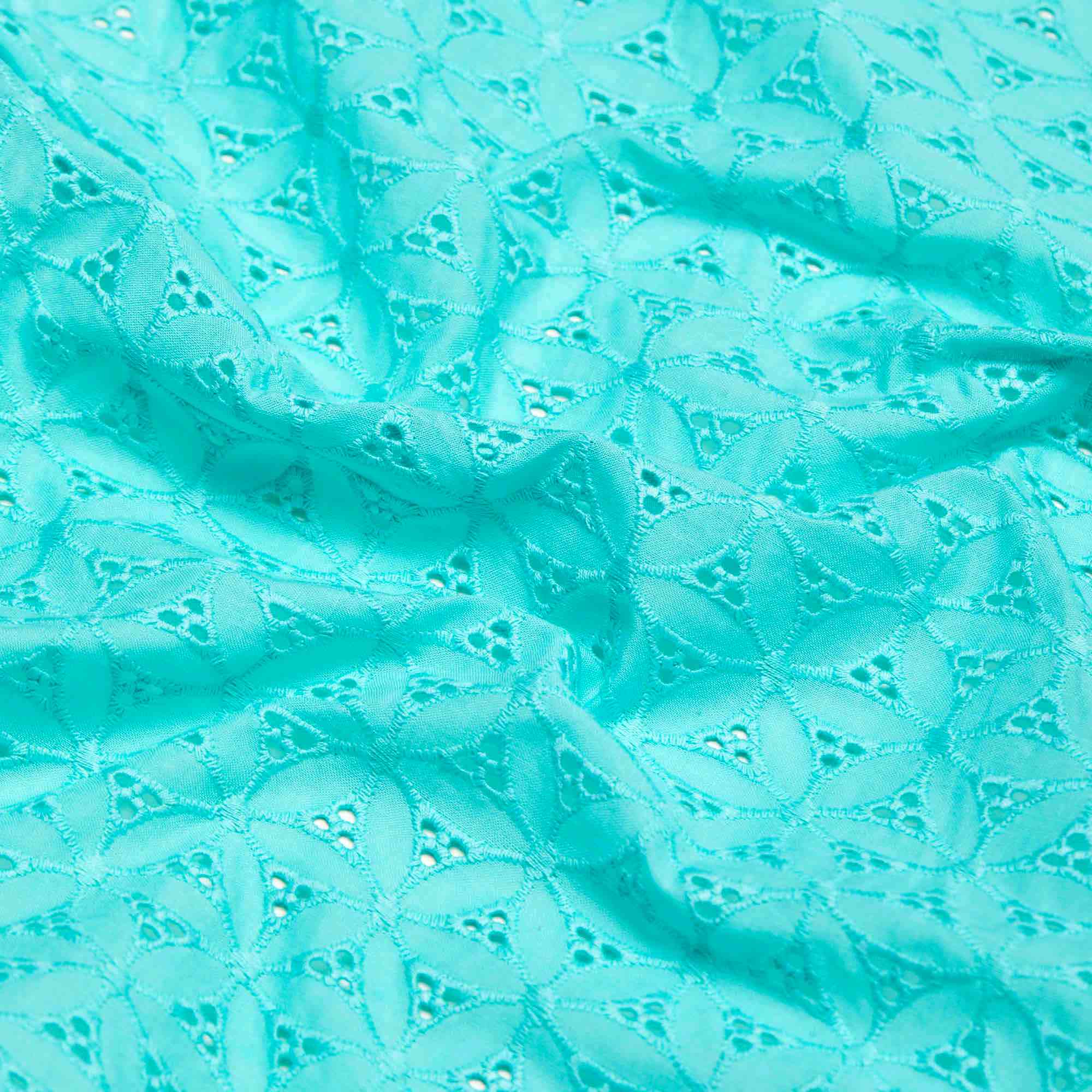 Хлопок тканый с вышивкой 13382 (Ментоловый, 14-5420 TPX (B), БП)